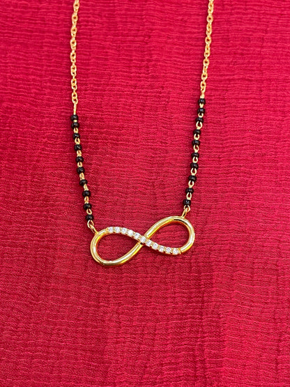 925 Silver Gold Plated Infinity Black Bead Chain
