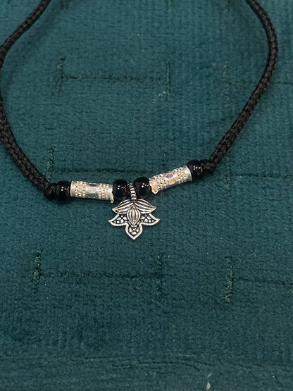 92.5 Sterling Silver Oxi Lotus Thread Anklet -Single pc