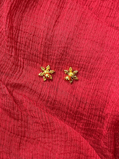 92.5 Silver Gold Plated Flower Earrings | Elegant Classic Design | Jewellery