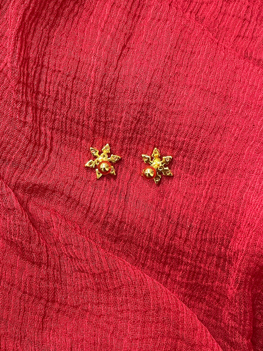 92.5 Silver Gold Plated Flower Earrings | Elegant Classic Design | Jewellery