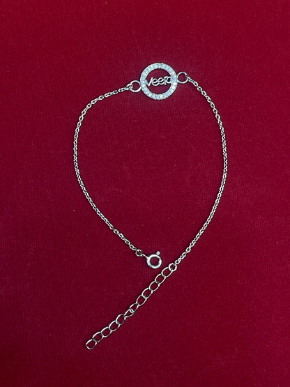 925 Sterling Silver Veera Rakhi | Stone-Studded Chain Rakhi for Raksha Bandhan