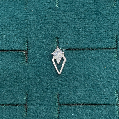 92.5 Silver Clear Stone Kite Studs Pair