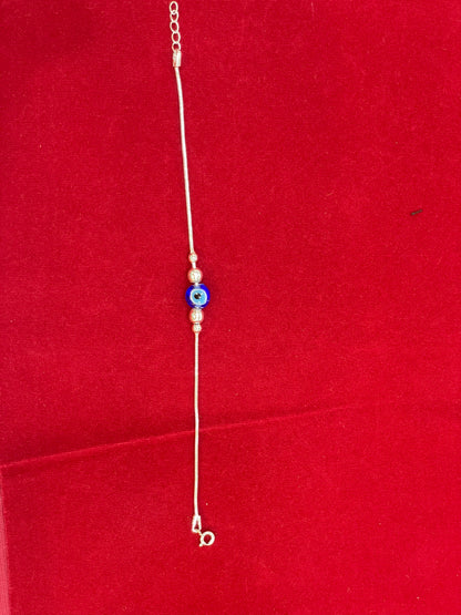 925 Sterling Silver Beaded Evil Eye Bracelet for Women