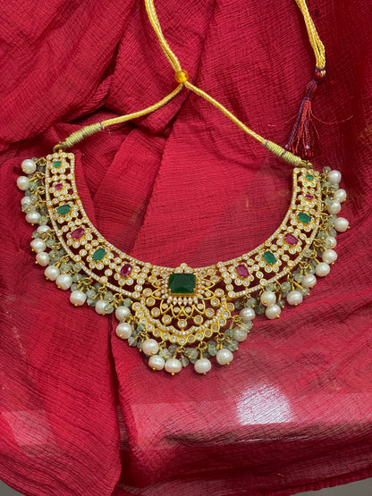 92.5 Silver Gold Plated Stylish Classy Necklace for Women | Elegant Modern Design | Jewellery
