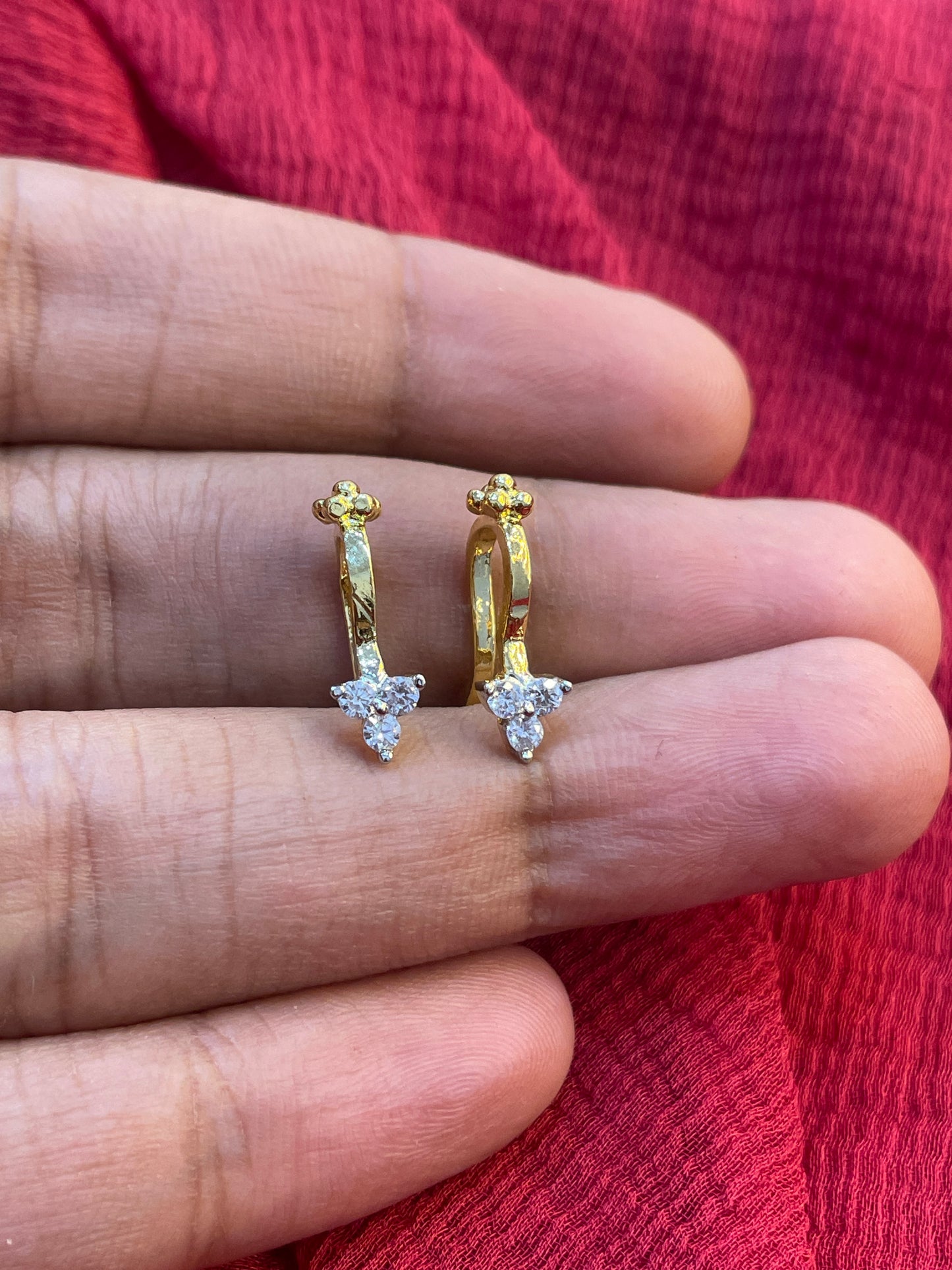 92.5 Silver White Stone Press-On Bugadi for Women | Stylish Non-Piercing Ear Cuff | Elegant Jewellery