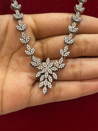92.5 Silver Leaf Necklace for Women 19 Inches | Stylish Nature-Inspired Design | Elegant Jewellery