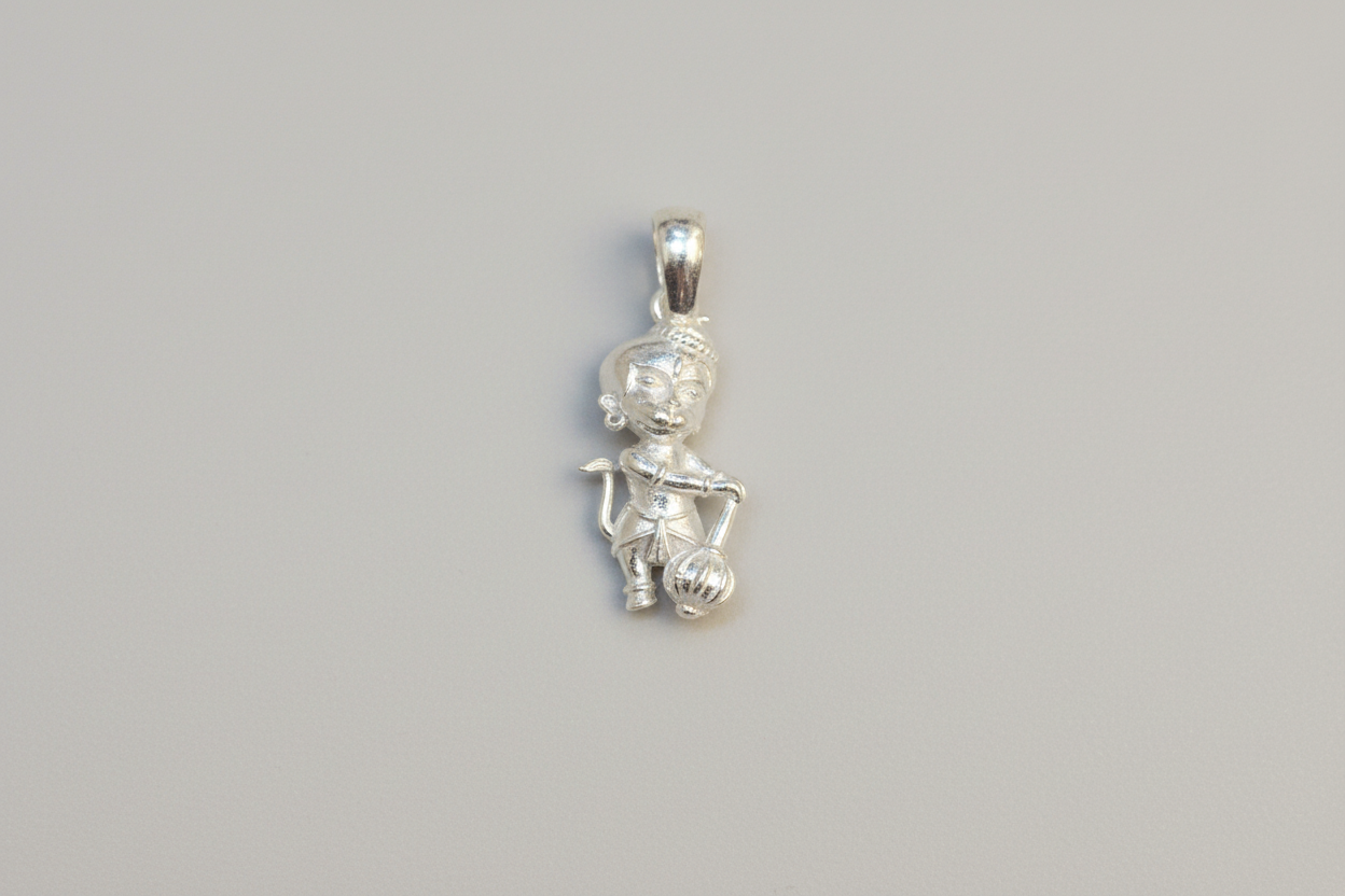 92.5 Silver Sankat Mochan Hanuman Pendant for Men & Women | Divine Protection Design | Temple Jewellery