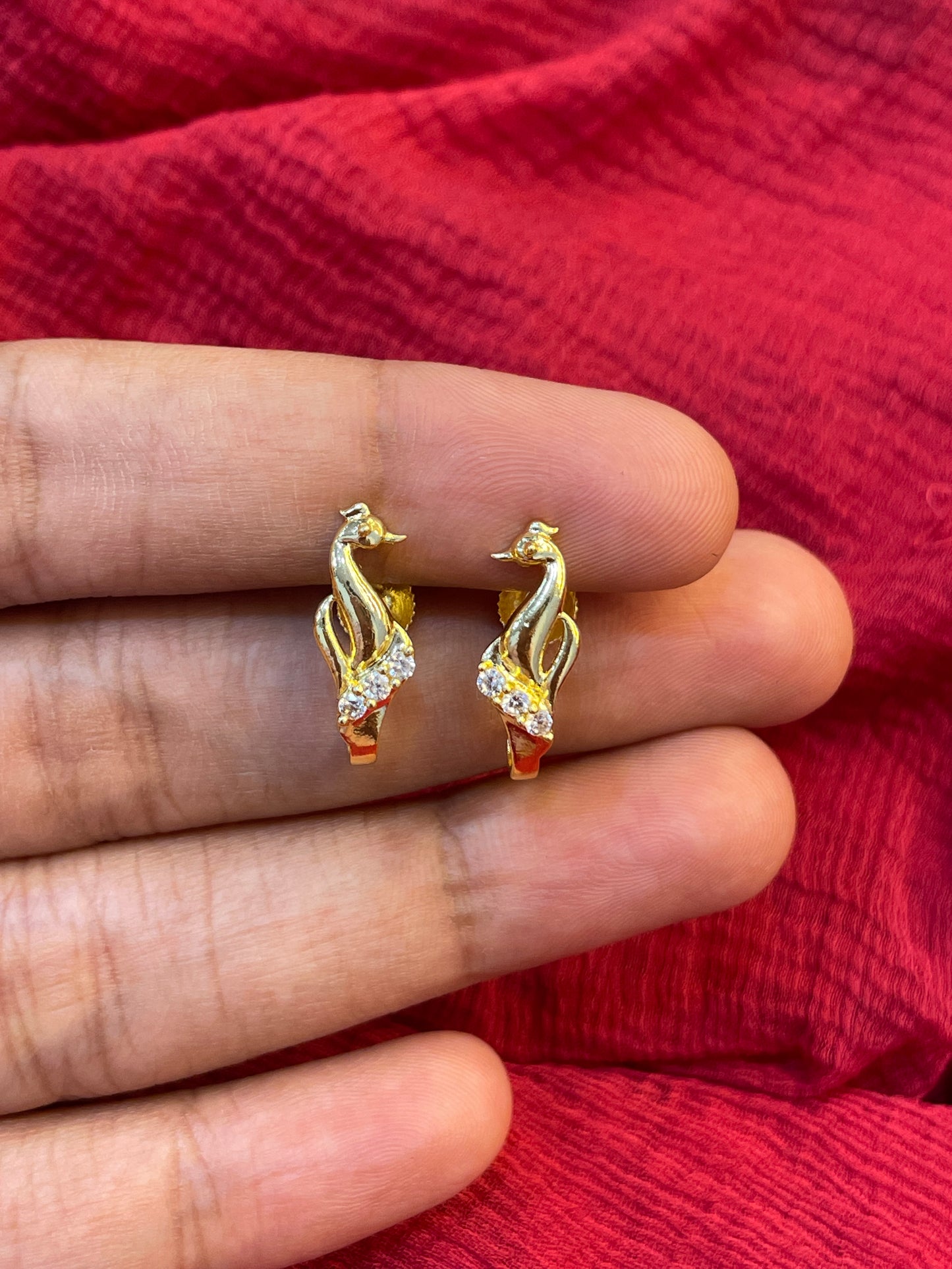 92.5 Silver Gold Plated CZ Earrings for Women | Cubic Zirconia Sparkle Design | Elegant Jewellery