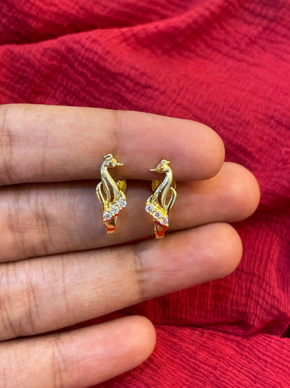 92.5 Silver Gold Plated CZ Earrings for Women | Cubic Zirconia Sparkle Design | Elegant Jewellery
