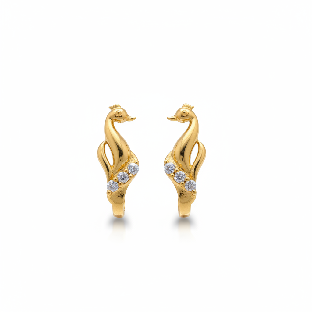 92.5 Silver Gold Plated CZ J studs for Women | Cubic Zirconia Sparkle Design | Elegant Jewellery