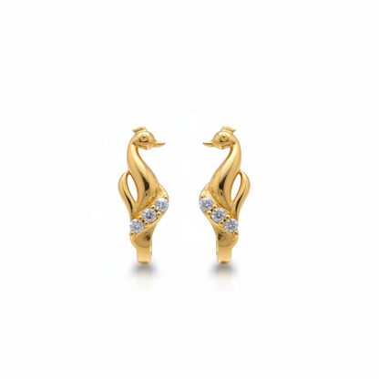 92.5 Silver Gold Plated CZ J studs for Women | Cubic Zirconia Sparkle Design | Elegant Jewellery