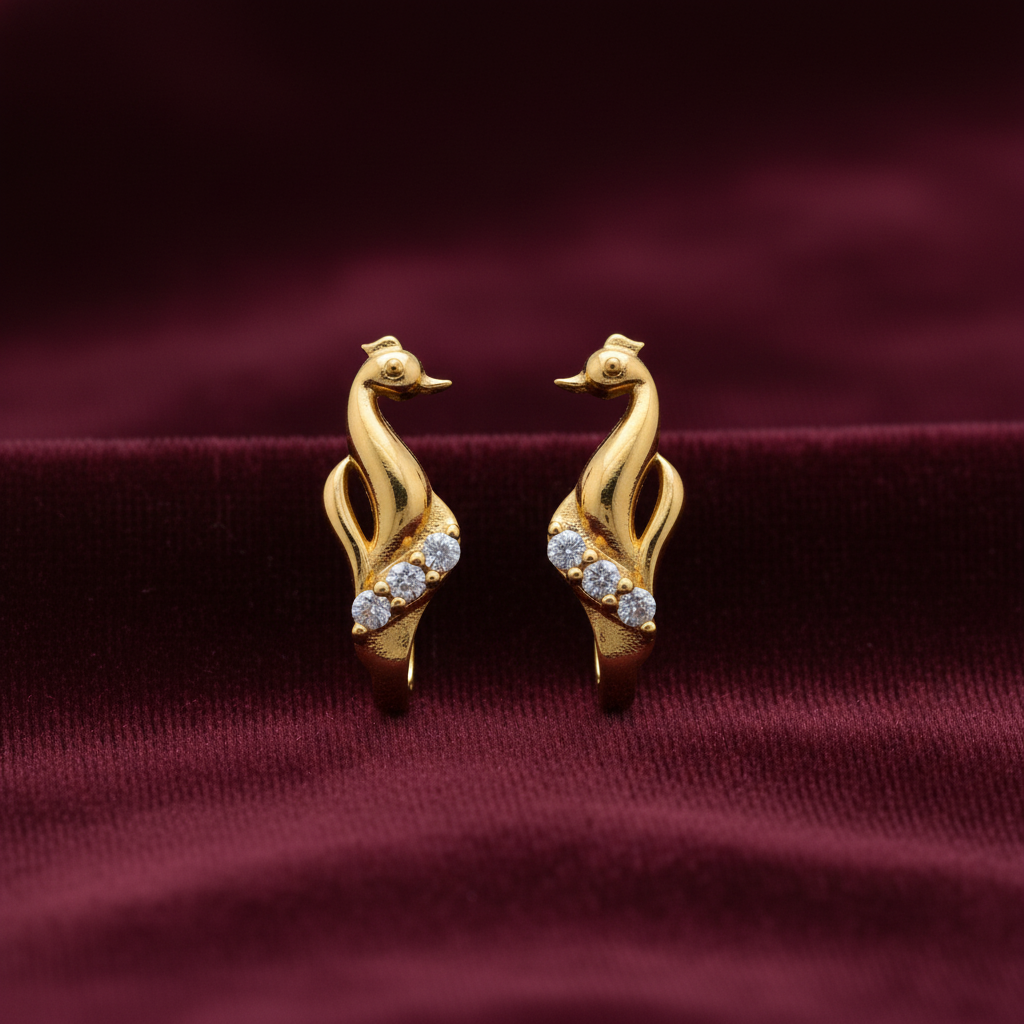 92.5 Silver Gold Plated CZ J studs for Women | Cubic Zirconia Sparkle Design | Elegant Jewellery