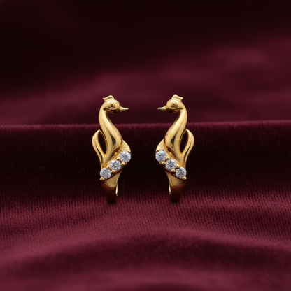 92.5 Silver Gold Plated CZ J studs for Women | Cubic Zirconia Sparkle Design | Elegant Jewellery