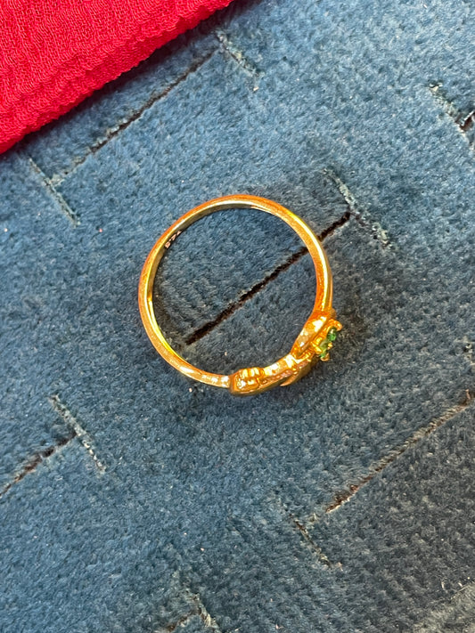 92.5 silver gold plated classy peacock ring size 14