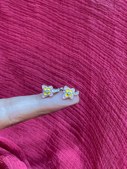925 Silver Pink Butterfly Hoops
