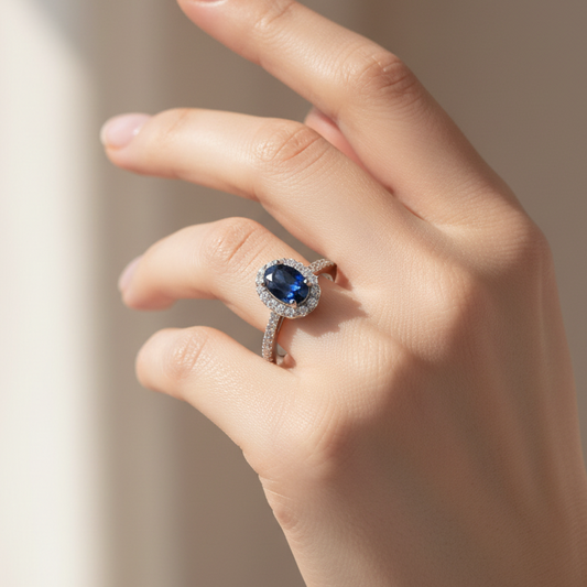 92.5 silver classy blue stone ring size 12