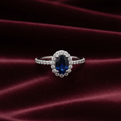 92.5 silver classy blue stone ring size 12