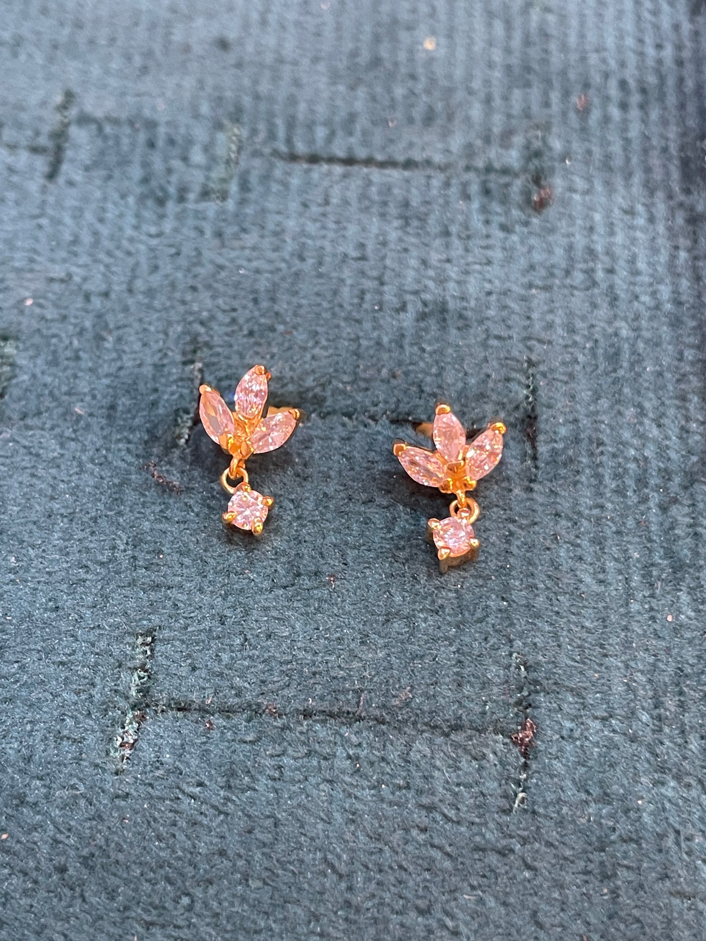 925 Silver Gold Plated Flower Drop Earstuds