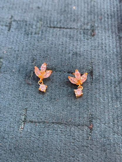 925 Silver Gold Plated Flower Drop Earstuds