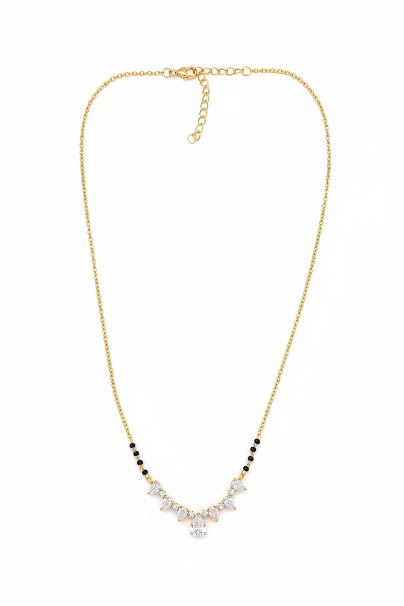 925 Silver Gold Plated Royal Black Bead Chain