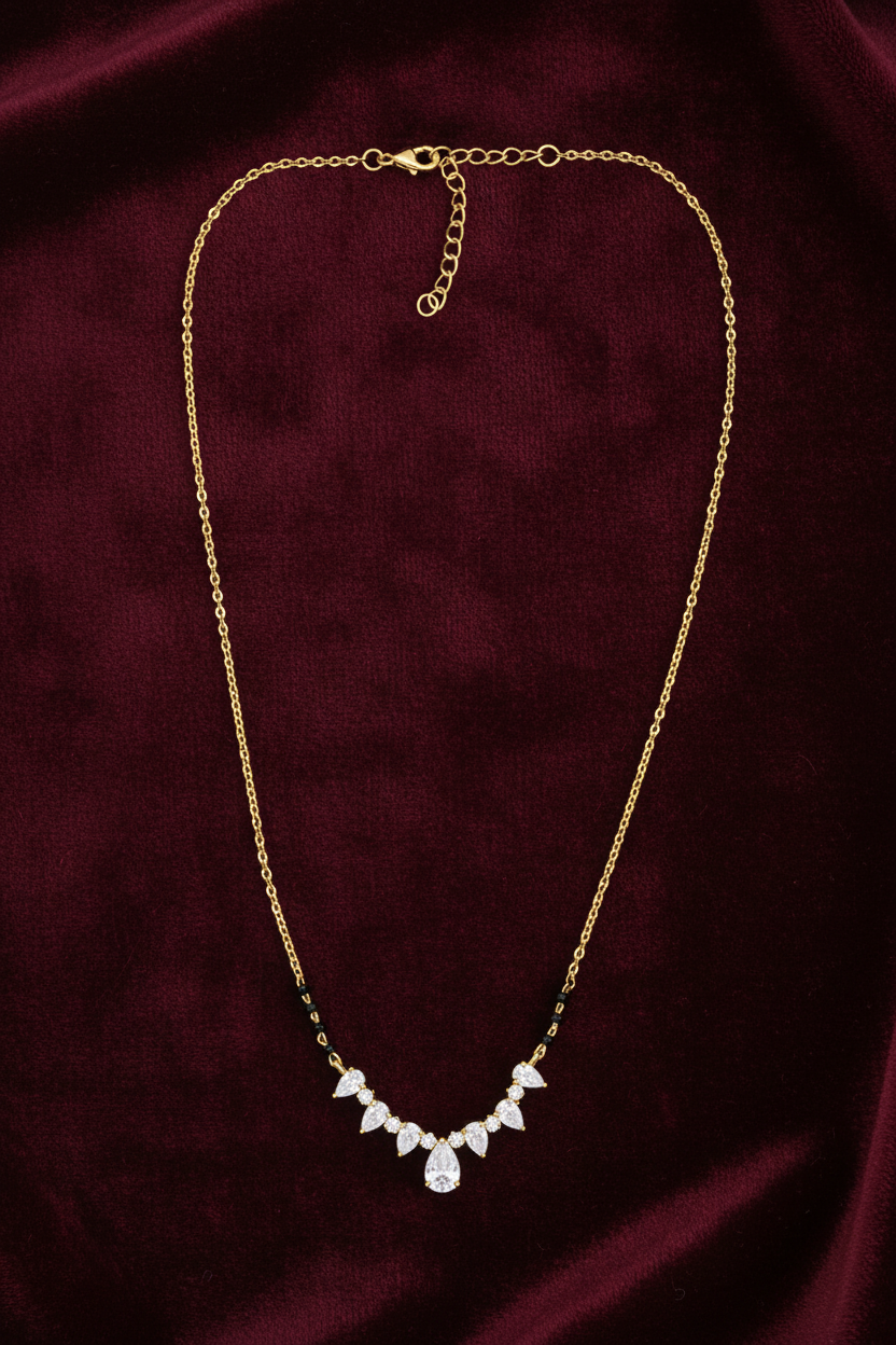 925 Silver Gold Plated Royal Black Bead Chain