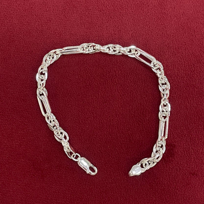 92.5 Silver Figaro Chain Bracelet for Men