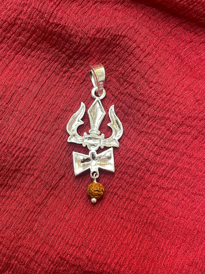 92.5 Silver Trishul Pendant for Men & Women | Trishulam Symbol Design | Traditional Spiritual Jewellery
