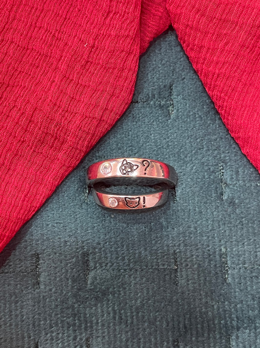 92.5 Silver Cat Couple Rings for Men Size 21 & Women Size 11 | Stylish Cute Matching Design | Elegant Love Jewellery
