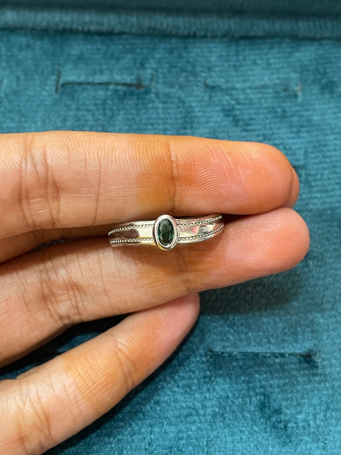 92.5 Silver Green Stone Men’s Ring Size 22 | Stylish Statement Design | Elegant Jewellery