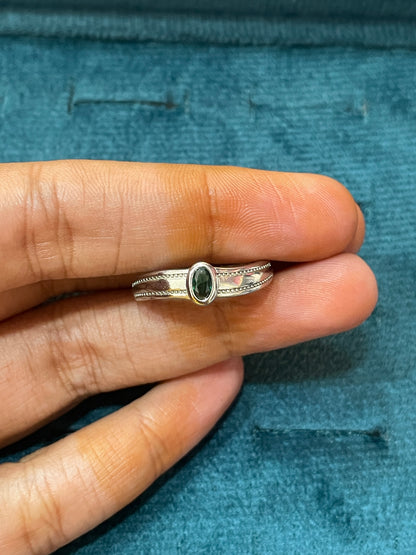 92.5 Silver Green Stone Men’s Ring Size 22 | Stylish Statement Design | Elegant Jewellery