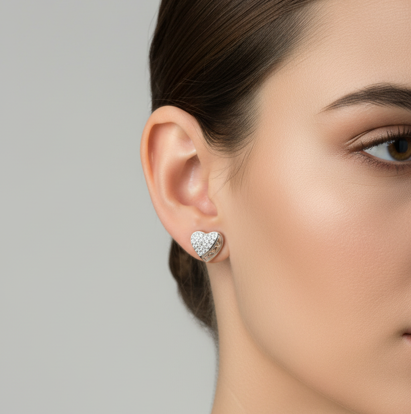92.5 Silver Heart Earrings for Women | Elegant Love Design | Stylish Jewellery