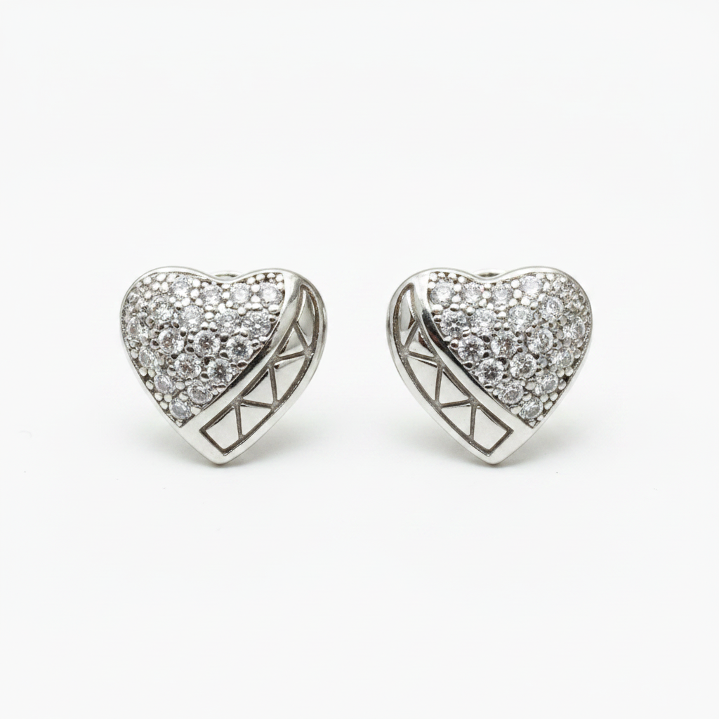 92.5 Silver Heart Earrings for Women | Elegant Love Design | Stylish Jewellery pair