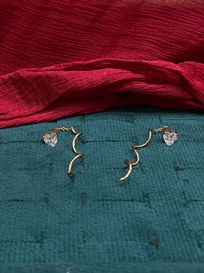 925 Silver Gold Plated Heart Shape Stone Spiral Swirl Stud Earrings for Women
