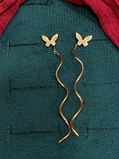 925 Sterling Silver Gold Plated Butterfly Spiral Earrings for Women | Whimsical Nature Design