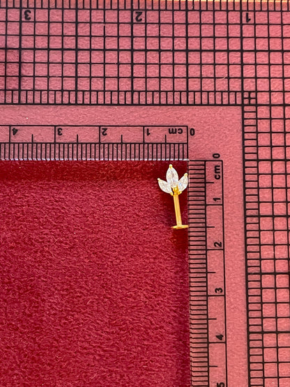 925 Silver Gold Plated Dainty Three Leaf Bugadi - Pair