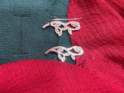 92.5 silver stylish classy leaf earcuffs