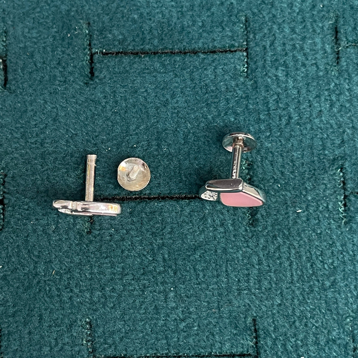 92.5 Silver Pink Mother-of-Pearl Butterfly Stud Earrings Pair