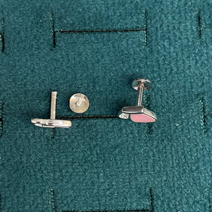 92.5 Silver Pink Mother-of-Pearl Butterfly Stud Earrings Pair
