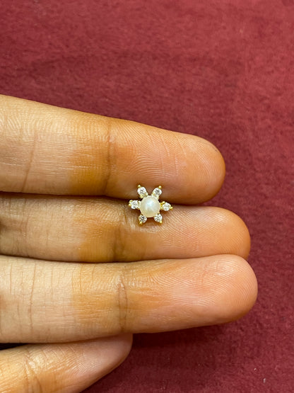 92.5 Silver Gold Plated Second Studs | Stylish Sleek Finish Design | Elegant Fashion Jewellery