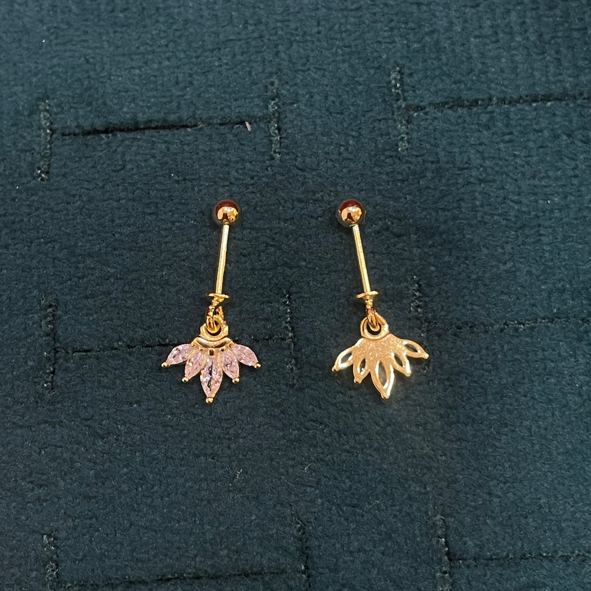 92.5 Silver Gold Plated Five Leaf Hanging Bugadi- Pair