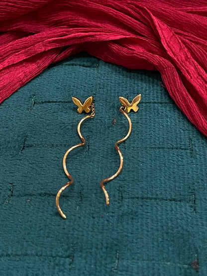 925 Sterling Silver Gold Plated Butterfly Spiral Earrings for Women | Whimsical Nature Design