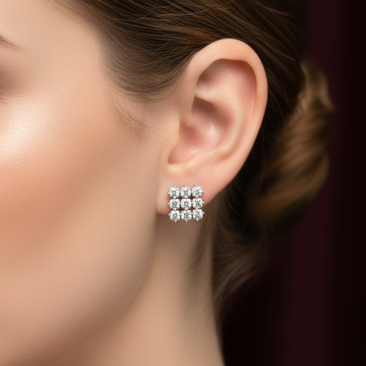 925 Silver Studded Earrings
