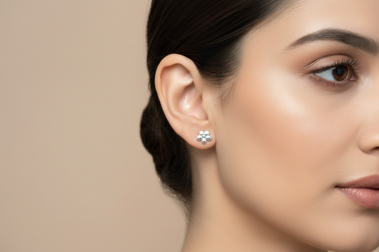 92.5 Silver Simple Flower Earrings for Women | Stylish Minimal Floral Design | Elegant Daily Wear Jewellery