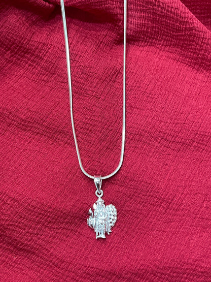 92.5 Silver Murugan Pendant for Men & Women | Subramanya Swamy Divine Design | Temple Jewellery