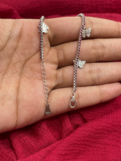 92.5 Silver Trendy Butterfly Bracelet for Women 8 Inches | Cute Elegant Design | Stylish Jewellery
