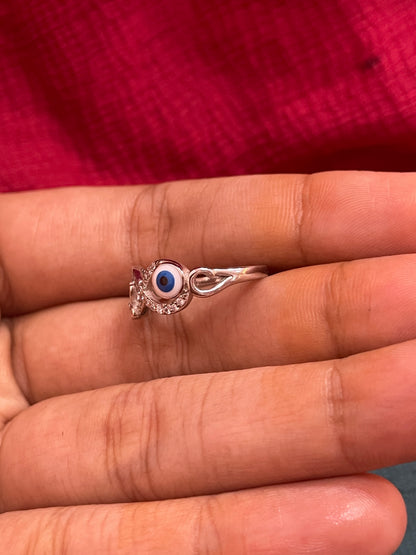 92.5 Silver Evil Eye Ring for Women Size 9 | Stylish Protection Design | Elegant Fashion Jewellery