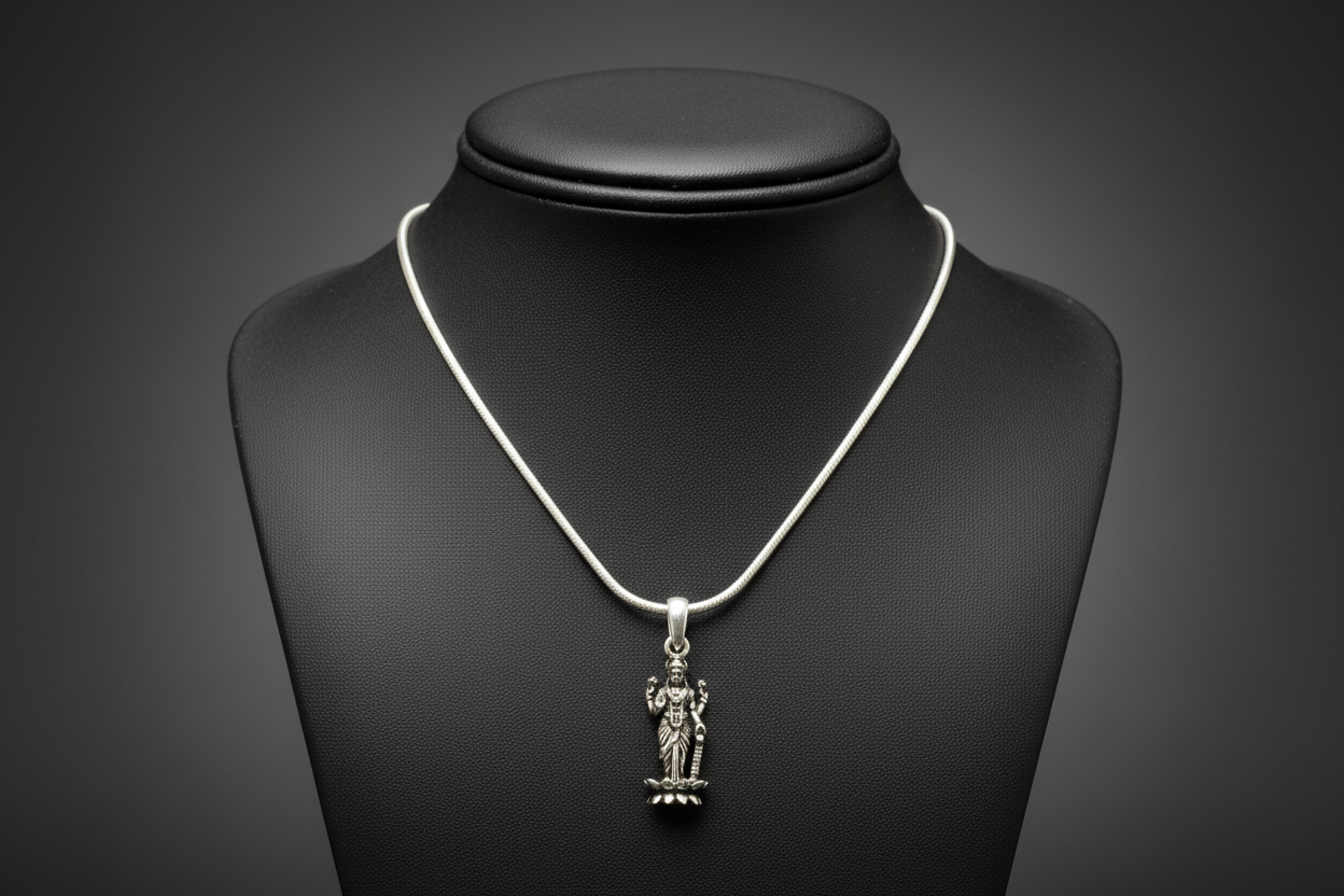 92.5 Silver Lakshmi Devi Design Pendant for Women – Traditional Temple Style