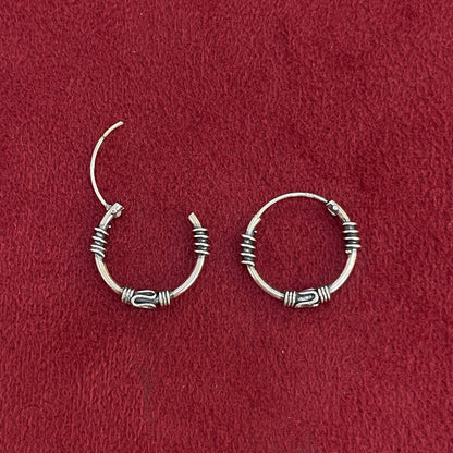 92.5 Silver Oxidised Scroll Detail Hoop Earrings Pair