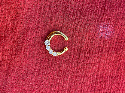 92.5 silver classy white stone septum