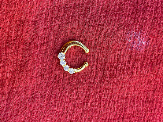 92.5 silver classy white stone septum